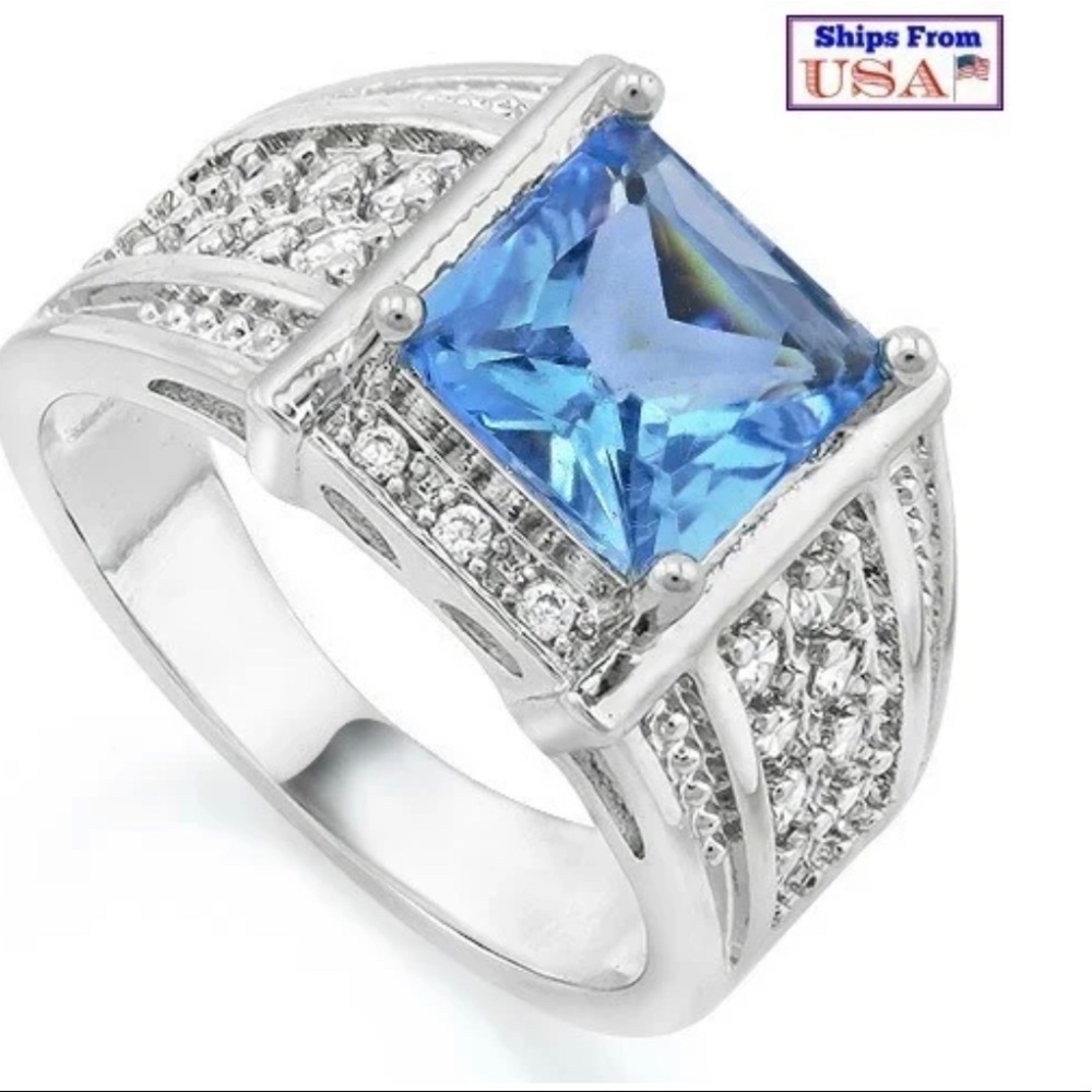 14k White Gold Tanzanite & White Sapphire Ring